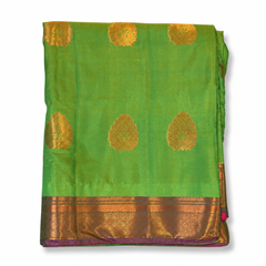 Classic Green Gadwal Silk Saree with Gold Border