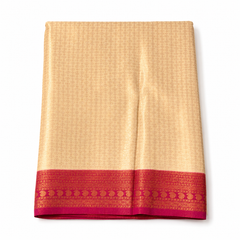 Beige Rose & Pink Kanjeevaram Silk