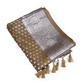Champagne Gold Silk Saree with All-Over Zari Weave