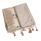 Beige Silk Saree with Multicolor Floral Weaving