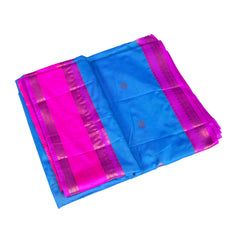 Blue & Pink Contrast Silk Saree