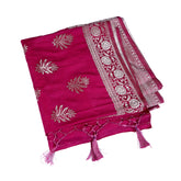 Magenta Silk Saree with Heavy Zari Work