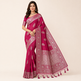 Magenta Silk Saree with Heavy Zari Work