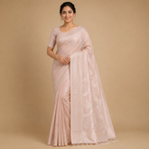 Cream Silk Saree with Subtle Self Weaving