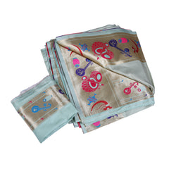 Pastel Mint Silk Saree with Musical Zari Pallu