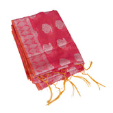 Coral Pink Silk Saree with Silver Zari Detailing