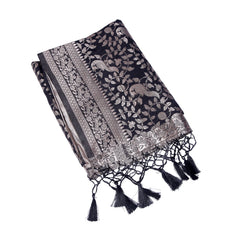 Black Silk Saree with Heavy Antique Zari Weaving