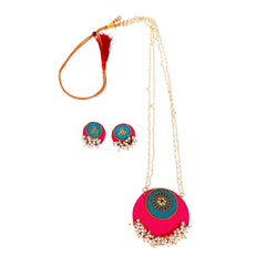 Pink Pearl Paithani Necklace Set