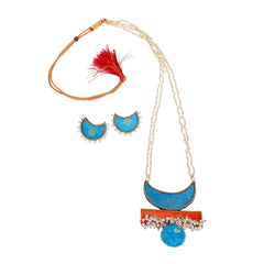 Azure Bloom Paithani Necklace Set