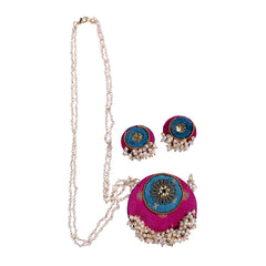Handcrafted Pearl & Silk Statement Jewelry Set