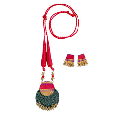 Maharashtrian Silk Thread & Fabric Jewelry Set