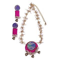 Handcrafted Paithani Silk & Pearl Statement Jewelry Set