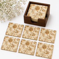Golden Botanical Coaster - Set of 6