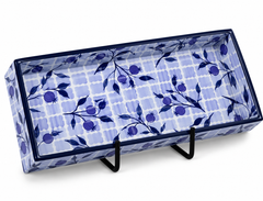 Indigo Pomegranate Garden Luxe Rectangular Serving Tray