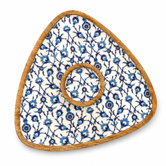 Royal Indigo Blossom Triangle Chip & Dip Platter
