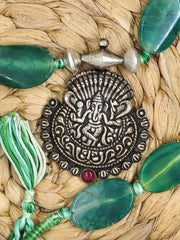 Green Stone Devi Lotus Pendant