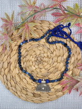 Blue Stone Semi-circular Pendant Necklace