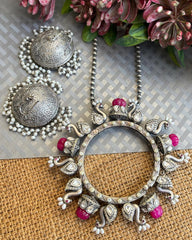 Silver Circular Pendant Necklace