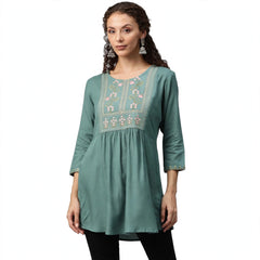 Elegant Teal Green Peplum Style Kurti