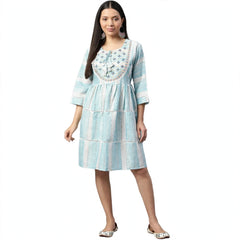 Women's Casual Cotton Dress in Blue