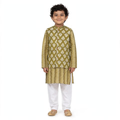Sibling Twinning Set Olive Green Ethnic Kurta & Gharara Set for Girls and Boy