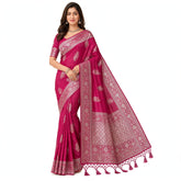 Magenta Silk Saree with Heavy Zari Work