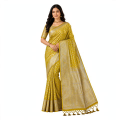 Light Green Silk Saree with Silver Zari Weave