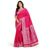 Red Silk Saree with Silver Zari Weave