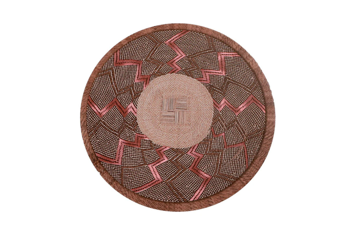 Set of 6 Geometric Round Table Mats – Handwoven with Gold Accents