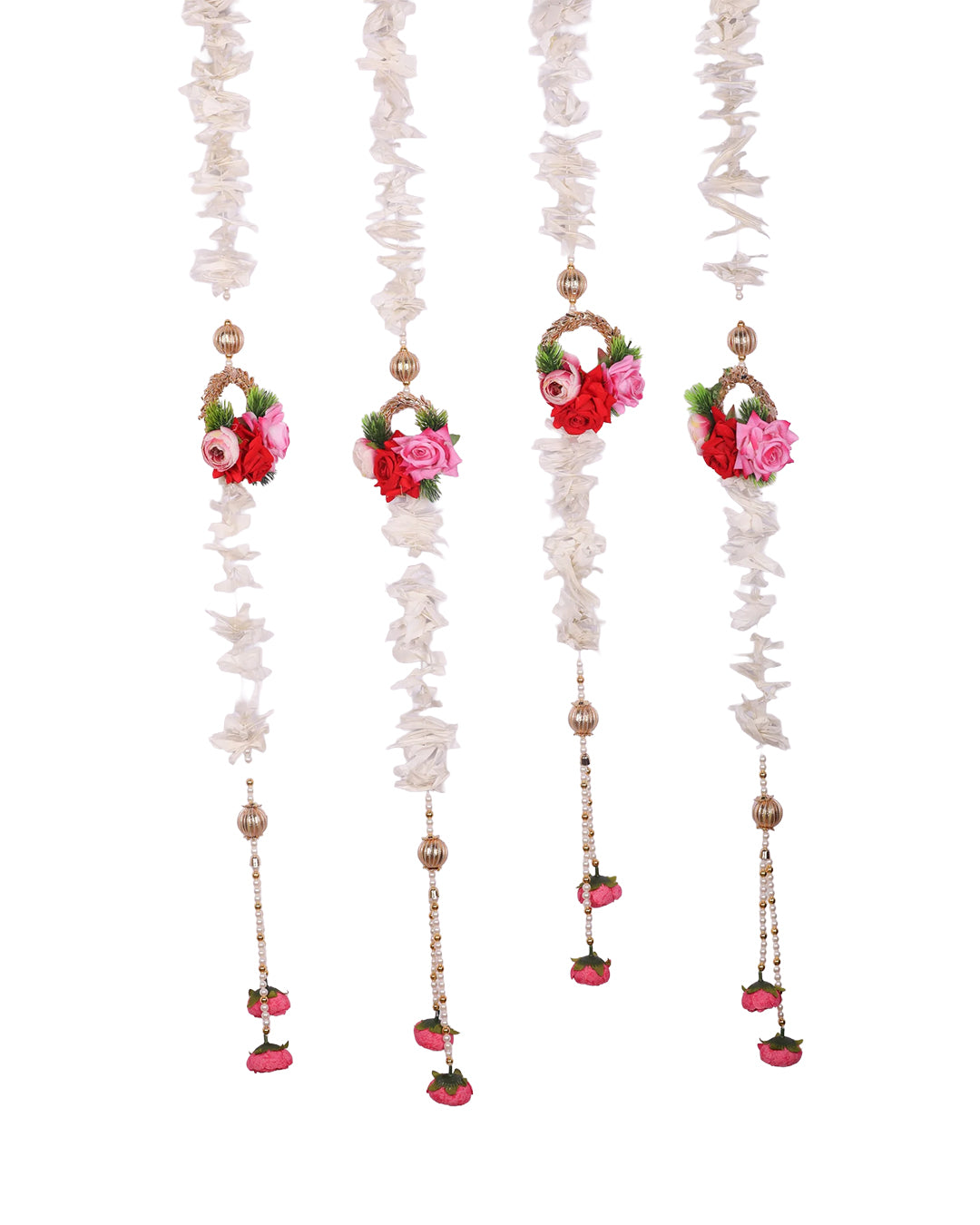 Beautiful Wall Hanging with White Flowers and Red/Pink Roses (Set of 2)
