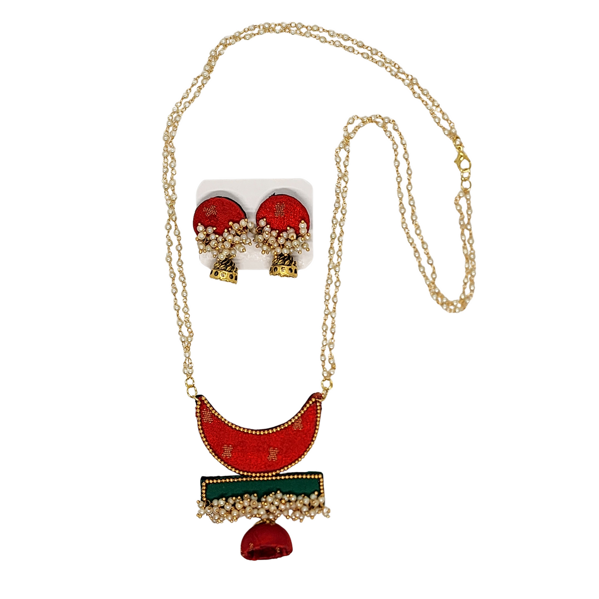 Elegant Paithani Ladies Necklace and Earring set round