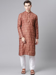 Brown Bandhani print kurta