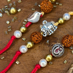 OM and Rudraksha Beaded Rakhi Bracelet