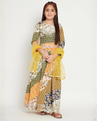 Multicolor Printed Lehenga Choli with Dupatta