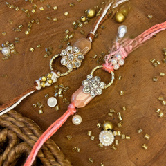 Floral Rakhi Bracelet with Brown Beads