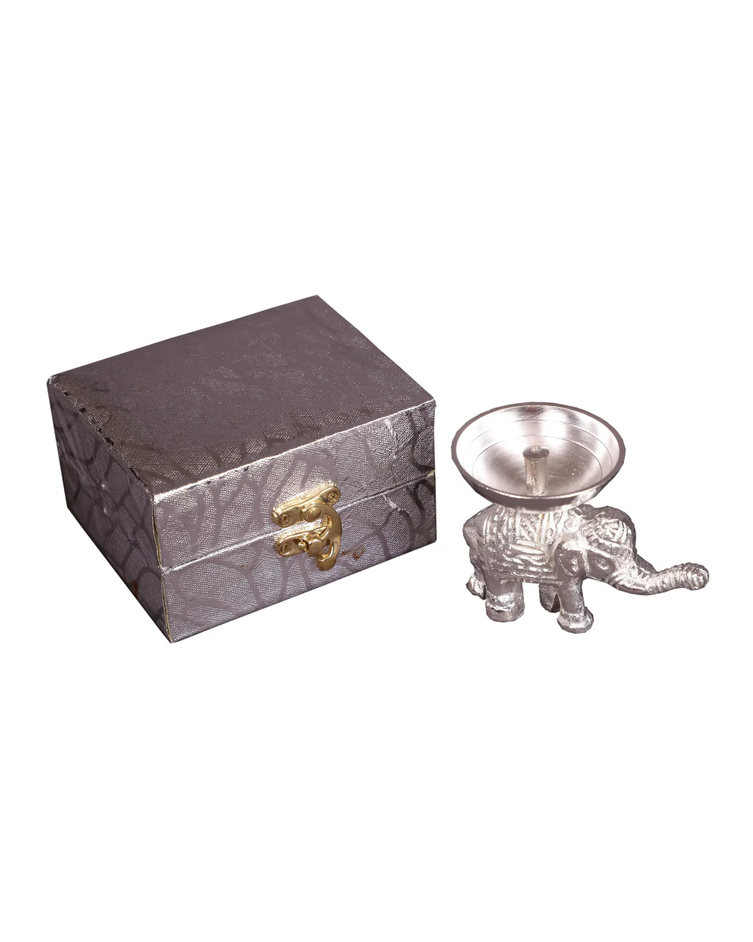 Elegant Silver Elephant Diya
