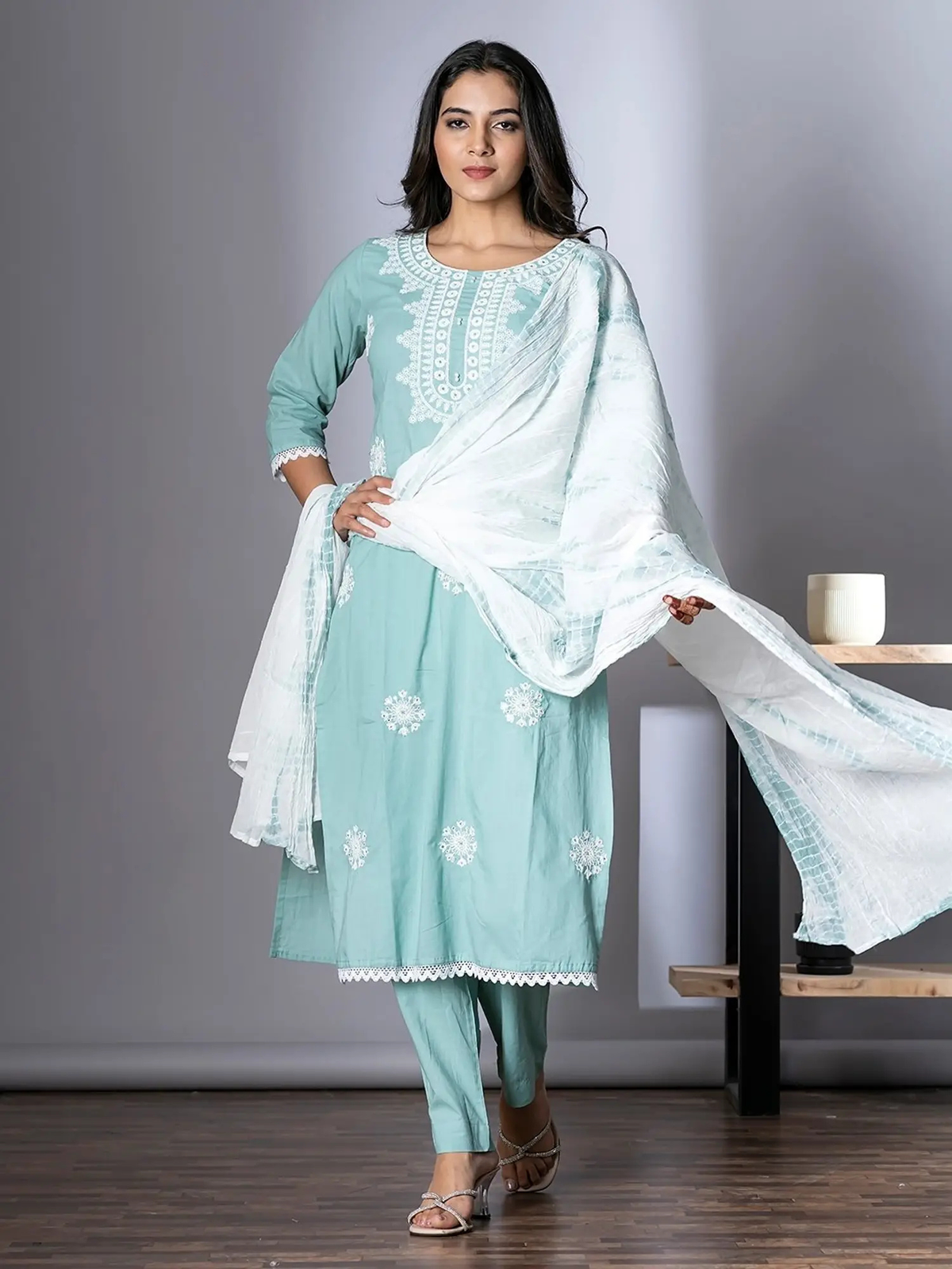 Fresh Charming Sea Green Kurta Set