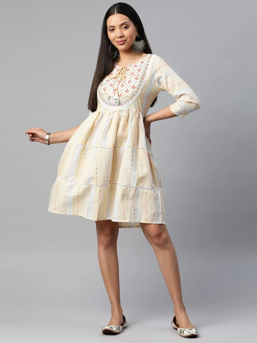 Women's Casual Cotton Dress in Yellow