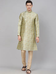 Shimmering Blended Kurta Set with Selfprint design