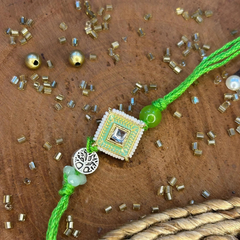 Threaded Green Meenakari Work Rakhi