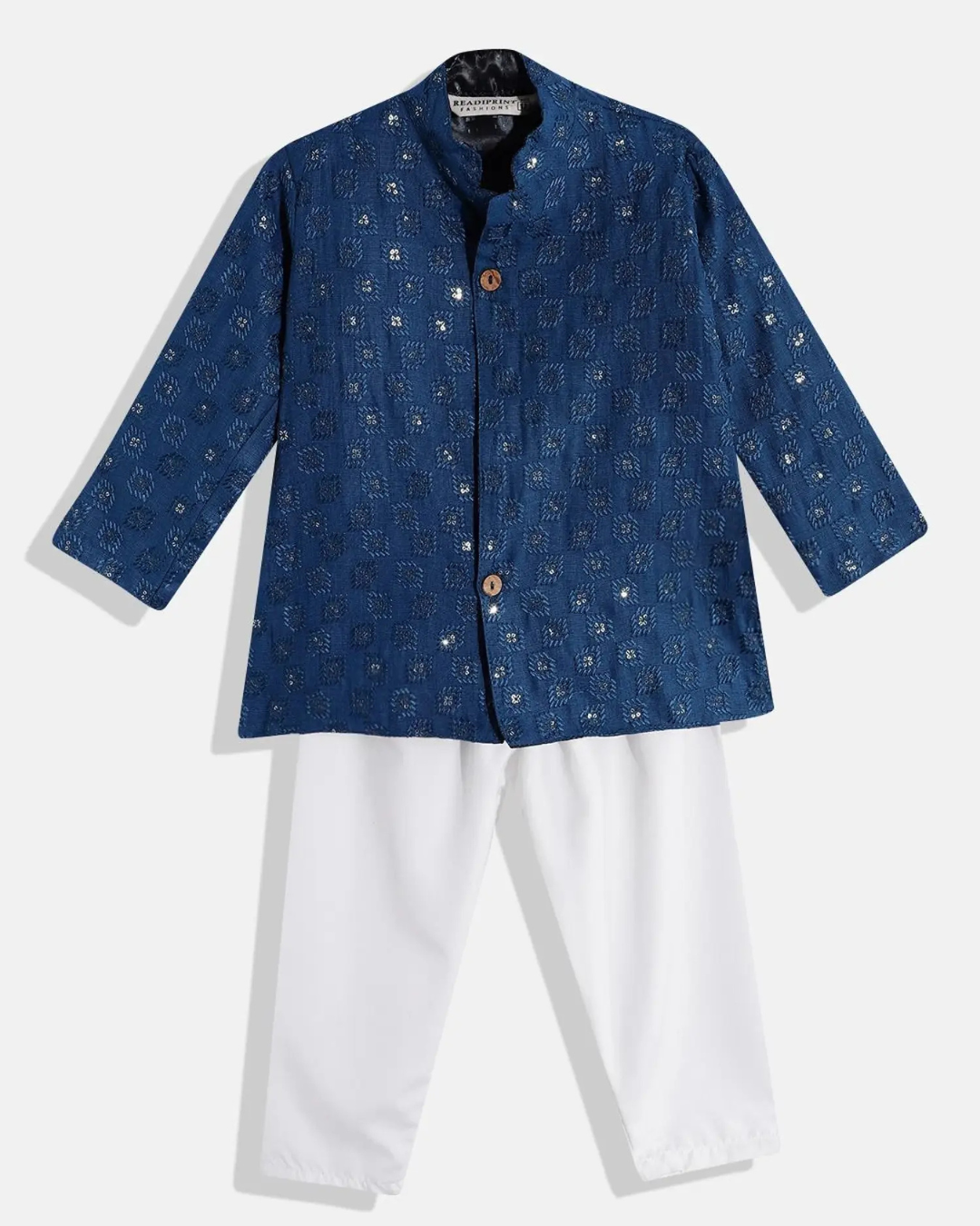 Blue Shimmer Kurta with White pants