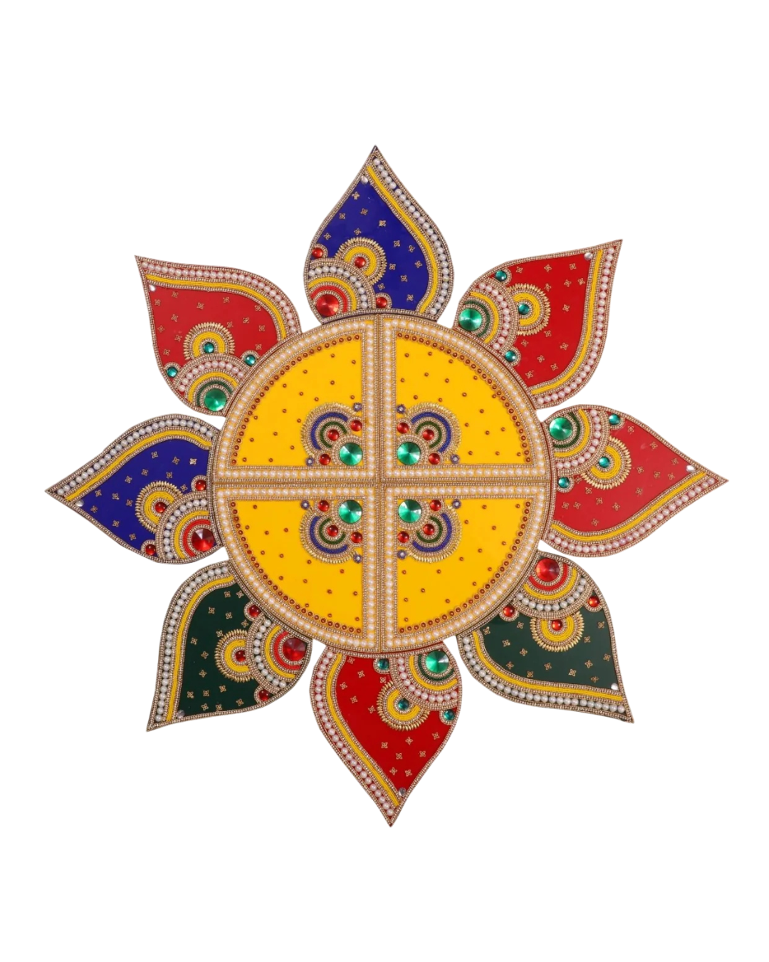 Acrylic Rangoli – Multicolor Flower & Leaf Design