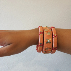 Bangle Combo Crimson Thread Stone Sequin Mirror