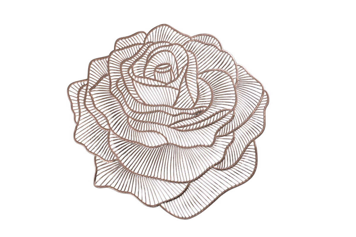 Set of 6 Rose-Shaped Placemats – Elegant Metallic Gold