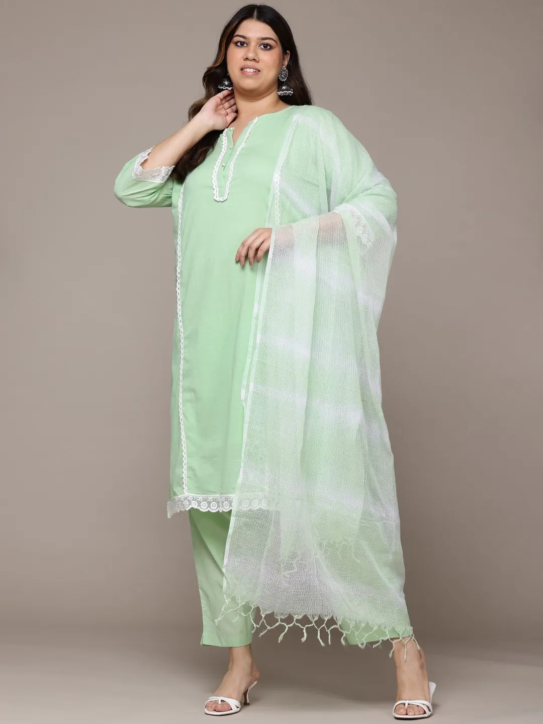 Fresh Dazzling Light Green Salwar Kameez Set