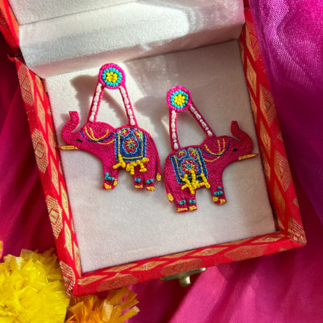 Gaj Gamini Pink Handmade Earrings