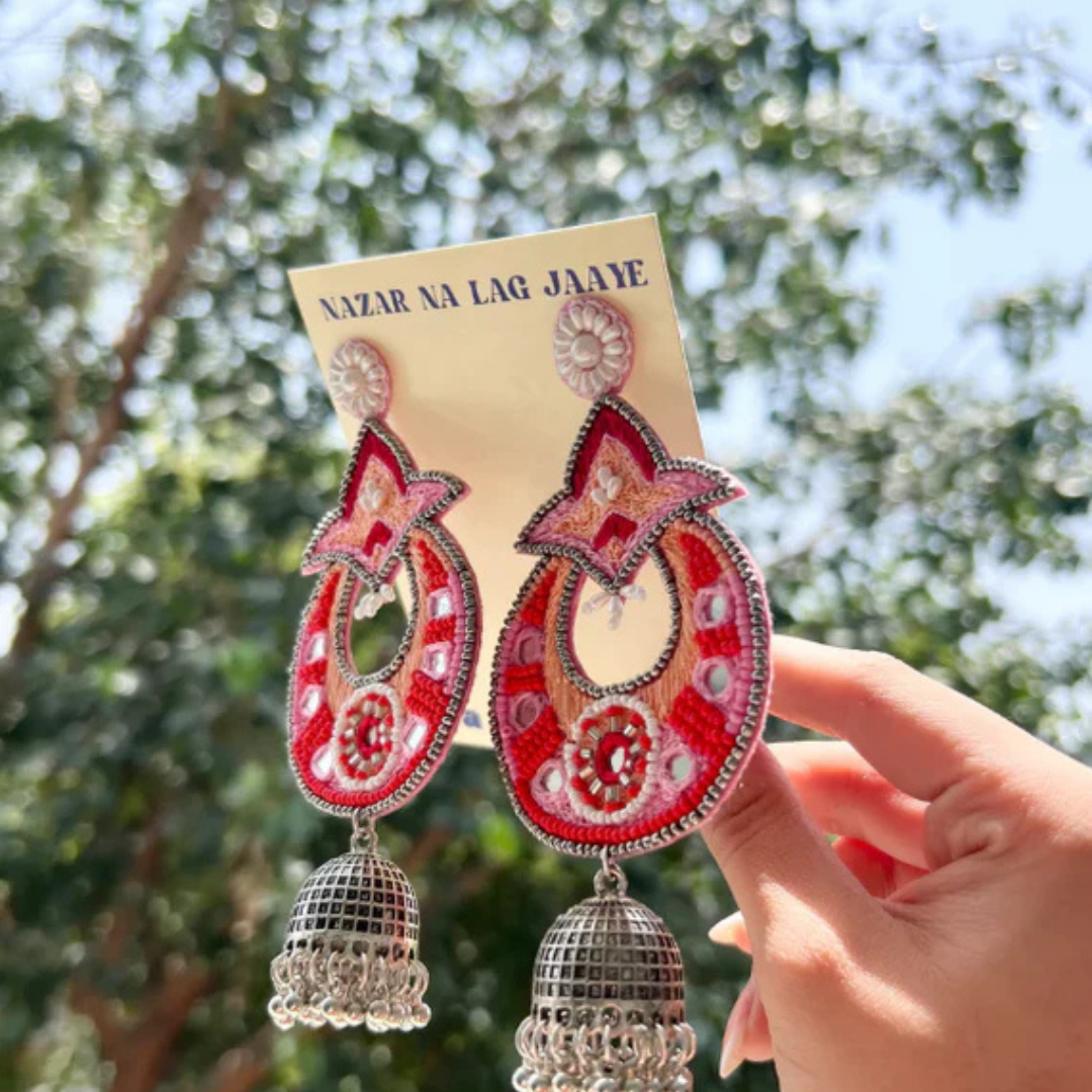 Sajni Handmade Beaded Chaandbali Jhumki