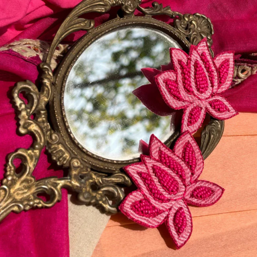 Rani Lotus Pink Handmade Earrings