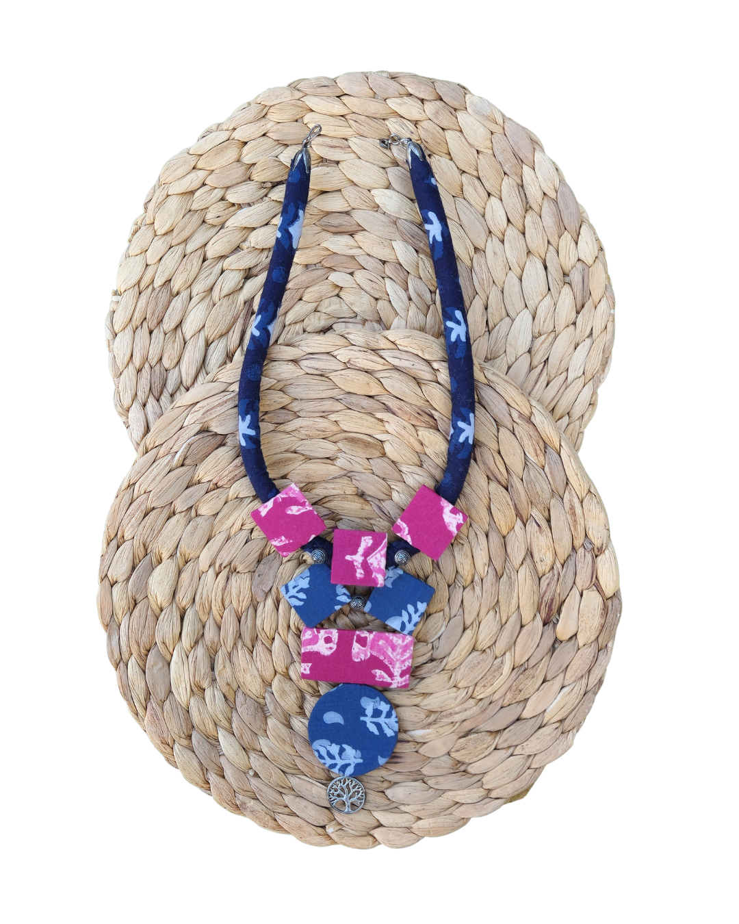 Elegant Fabric Necklace with Tree of Life Charm