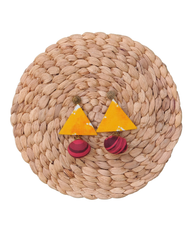 Triangular Hanging Earrings with Round Drops